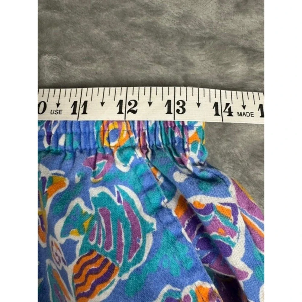 Jantzen Shirt/Short Set Women's 14 Blue Tropical Fish Print Vintage 2 Piece